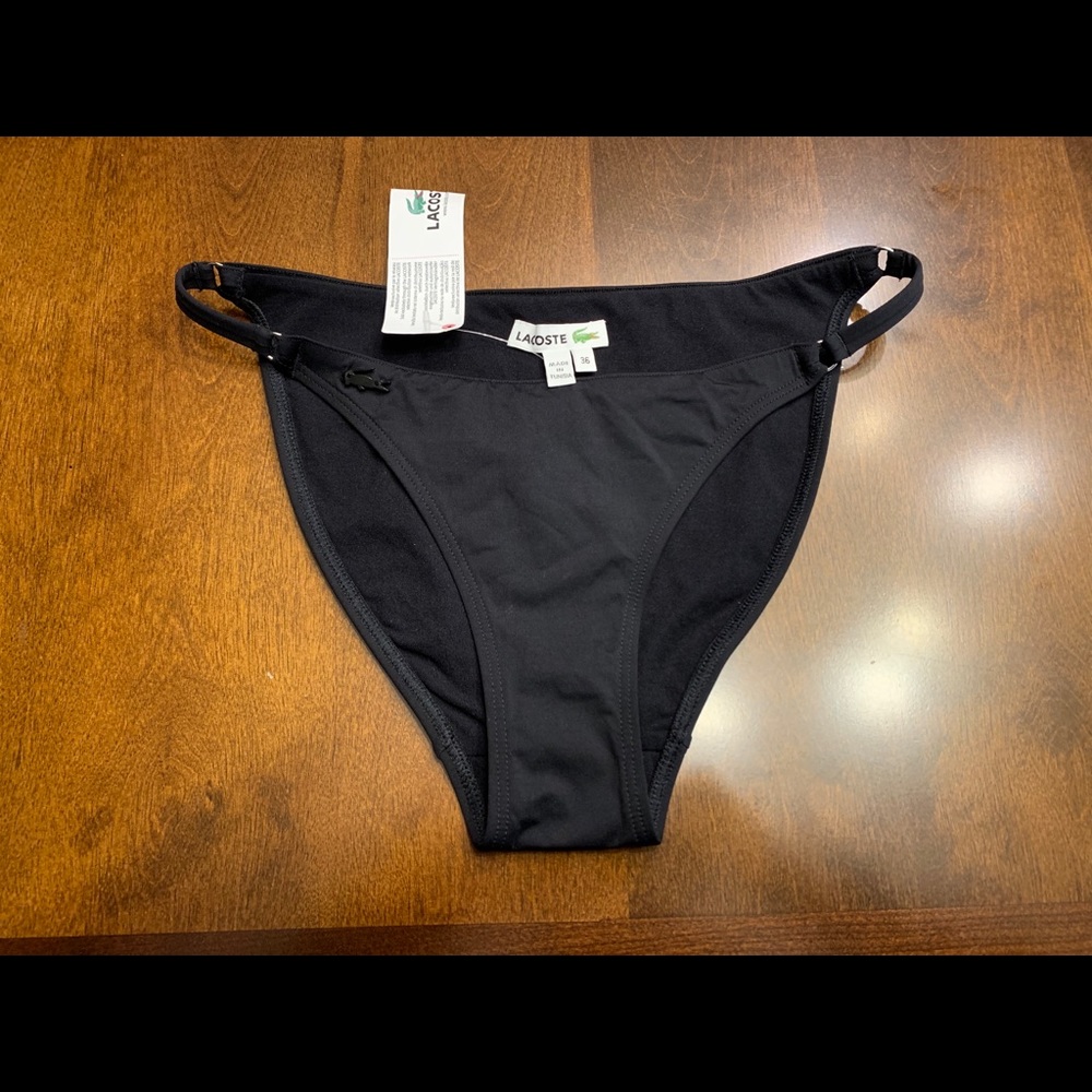 NWT Lacoste High Waisted Black Bikini Swim size 4